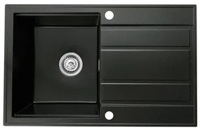 Gamma Modern 8050, 1-komorový granitový drez 790x500x210 mm, čierna so zlatými bodmi, GMA-ZM-8050-GD