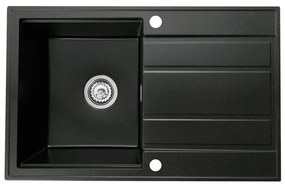 Gamma Modern 8050, 1-komorový granitový drez 790x500x210 mm, čierna so zlatými bodmi, GMA-ZM-8050-GD