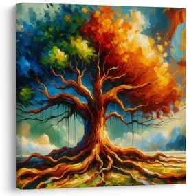 Obraz farebný strom života s koreňmi