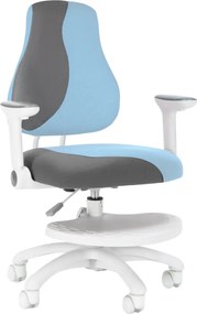 Detská rastúca stolička Neoseat KINDER WHITE PLUS — látka, šedá / svetlo modrá