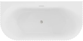 Mexen Sella, voľne stojaca vaňa ku stene, drážkovaná, 170 x 80 cm, biela lesklá, brúsená oceľ, 52711708000-97