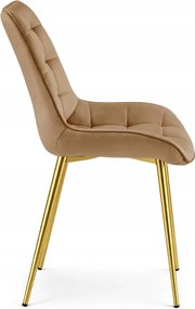 Hnedá zamatová stolička BERA so zlatými nohami