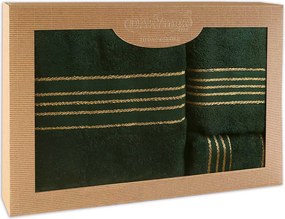 BAVLNENÉ UTERÁKY TIWANO SADA 1 KS 30X50 CM, 1 KS 50X90 CM, 1 KS 70X140 CM TMAVOZELENÁ