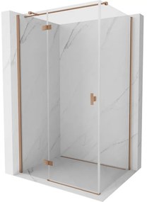 Mexen Mist H T, sprchový kút s výklopnými dverami ľavý 90 x 75 cm, číre sklo, medená matná, 8A5T-090-075-65-00-L