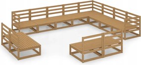 vidaXL 12-dielna sedacia súprava do záhrady, medovo hnedá, borovica