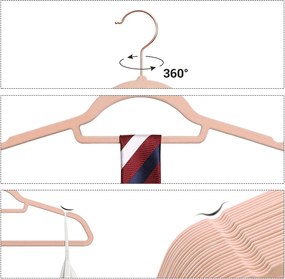 Sada vešiakov na oblečenie, 30 ks, rosé gold