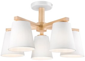Prisadený luster ELLIE 5xE27/60W/230V biela/buk