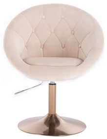LuxuryForm DESIGN Kreslo VERA VELUR na zlatom tanieri - krémové