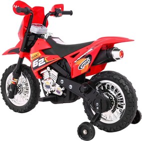 Ramiz Krížový bicykel pre deti Vozidlo na batérie Červené + asistenčné kolesá + LED zvuky