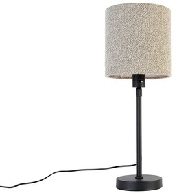 Stolná lampa čierna nastaviteľná s buklým tienidlom taupe 20 cm - Parte