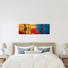 Obraz - Abstraktné elektrické vedenie (s hodinami) (90x30 cm)