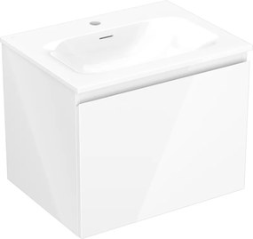Mexen Orio, kúpeľňová skrinka 60 cm s umývadlom Vela, 1 zásuvka, biela lesklá, 91A10-06047-1-BF00-W23M00