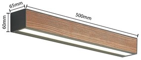 Lucande Lengo nástenné LED CCT, 50 cm, 1-pl. drevo