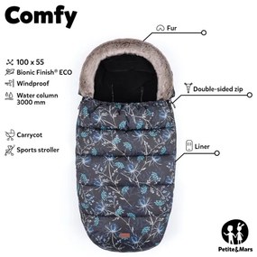 PETITE&amp;MARS - SADA Detský fusak 4v1 COMFY + rukávniky na kočík Forever Black