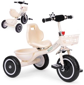 Trojkolka protišmykové rukoväte zvončekový kôš béžová ECOTOYS