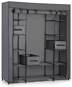 Textilná šatníková skriňa Massido MS-800 + šuflíky - grafitová