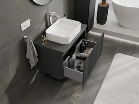 Mexen Rivel, kúpeľňová skrinka 80 cm, 1 zásuvka, drážkovaná, grafitová matná, 91A20-08047-1-BF66