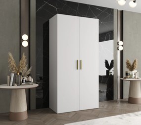 Šatníková skriňa 100 cm Borry 1 (biela + zlatá). Akcia -21%. Vlastná spoľahlivá doprava až k Vám domov. 1125749
