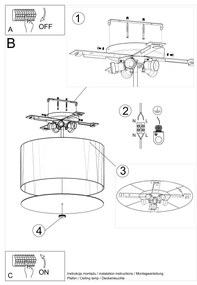 Stropné svietidlo Otto, 1x biele textilné tienidlo, (biele sklo), (fi 50 cm)