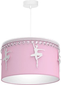 Detské závesné svietidlo Baletnica pink, 1x ružové textilné tienidlo, w