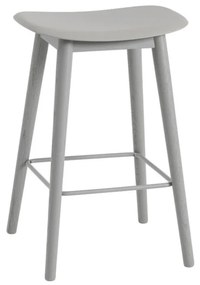 Muuto Barová stolička Fiber Stool 65cm Wood Base, grey