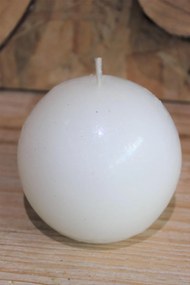 Biela voňavá sviečka v tvare gule 9cm