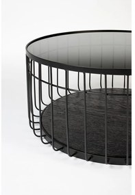 Čierny okrúhly konferenčný stolík so sklenenou doskou 80x80 cm Lance – White Label