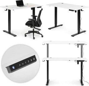 Elektrický nastaviteľný stôl 120 x 60 cm, nastaviteľná výška 72-117 cm, biely