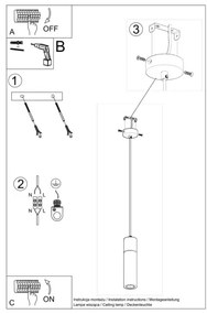 Sollux SL.0965 - Luster na lanku ZANE 1xGU10/40W/230V betón/drevo