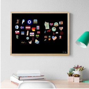 Toptabule.sk  Čierna tabuľa na magnetky v drevenom prírodnom ráme 90x60 cm