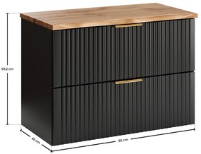 Závěsná skříňka Casad Nature s deskou 80 cm černá/dub wotan