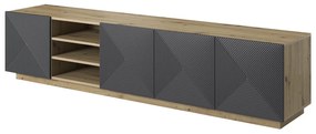 TV stolík Asha 200 cm s otvorenou policou - artisan / rivier stone mat