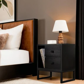 Nočný stolík Glimmer Wood Black