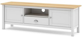 Biely/prírodný TV stolík z borovicového dreva 158x53 cm Misti – Marckeric