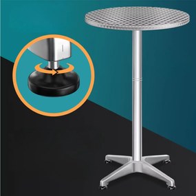 Casaria Výškovo nastaviteľný hliníkový barový stôl NERO Ø60cm, strieborná