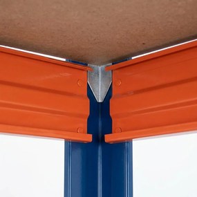 Kovové regály BULLRACK RIVET PRO 200x120x45 DTD drevotrieska 4 úrovne modro-oranžová