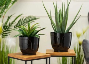 PLASTOVÝ KVETINÁČ ZOE SADA 2KS 16X18,5 CM+14,3X16,5 CM ČIERNA