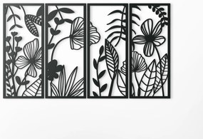 drevko Viacdielny drevený obraz Lúčne kvety Rozmer obrazu: 37 x 65 cm, Farba dekorácie: Čierna