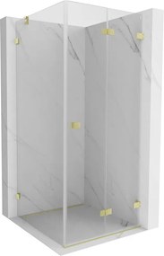 Mexen Lunar-F, 1-krídlový sprchový kút so skladacími dverami, pravý, 70 x 70 cm, 8mm číre sklo, zlatý matný profil, 836-070-070-55-00-P