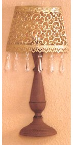 Nástenná dekoratívna kovová lampa zlatá/hnedá