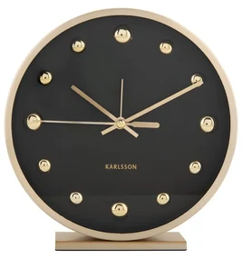 Karlsson 5970BK dizajnové stolné hodiny/budík čierna, pr. 16 cm
