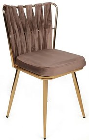 Sada jedálenských stoličiek Kusakli Light Brownand Gold, 4 ks, 4 ks