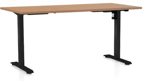 Výškovo nastaviteľný stôl OfficeTech A, 160 x 80 cm, čierna podnož, buk