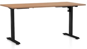 Výškovo nastaviteľný stôl OfficeTech A, 160 x 80 cm, čierna podnož, buk