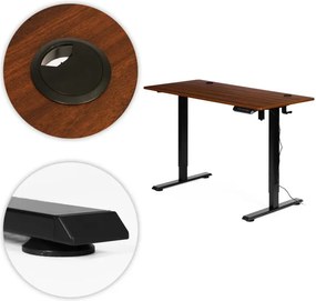 Elektrický nastaviteľný stôl 140 x 70 cm, nastaviteľná výška 76-121cm, hnedý s čiernymi nohami