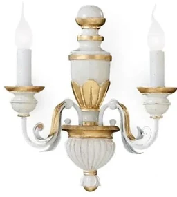 Ideal Lux - Nástenná lampa FIRENZE 2xE14/40W/230V biela/zlatá ID012902
