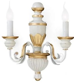 Ideal Lux - Nástenná lampa FIRENZE 2xE14/40W/230V biela/zlatá