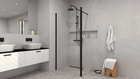 Besco Sprchovací kút Walk-In ECO-N BLACK 90x195 (100x195, 110x195, 120x195) - bez vaničky BESCO-Rozmery: šírka: 110