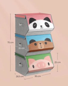 Detské stohovateľné boxy na hračky RFB760P02 (3 ks)