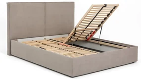 Čalúnená dvojlôžková posteľ taupe s úložným priestorom s roštom 180x200 cm Thessa Bold – Bonami Selection
